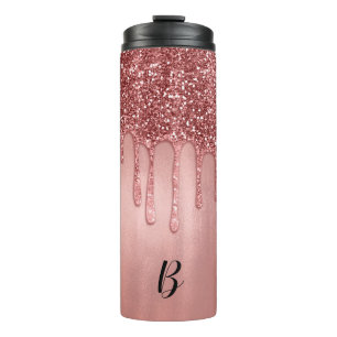 Bouteilles Isothermes Paillettes de rose doré qui dégoulinent Jolies gou