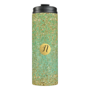 Bouteilles Isothermes Paillettes dorées sarcelle aqua Moderne Glamour Te