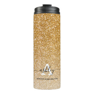 Bouteilles Isothermes Paillettes Ombre Monogramme Nom Fille Brillante Do