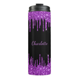 Bouteilles Isothermes Paillettes violettes noires coulent monogramme per