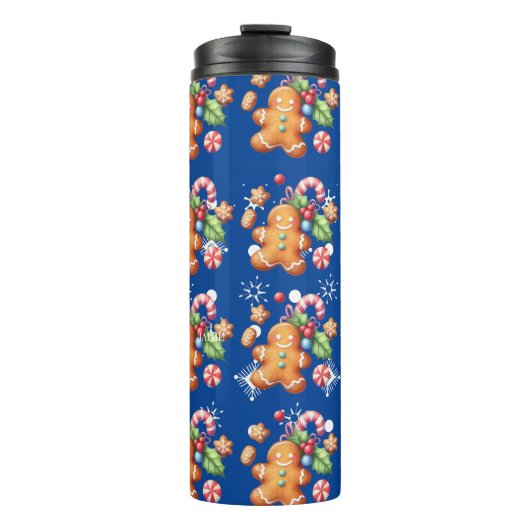 Bouteilles Isothermes Pain d'épices Noël Peppermenthe Bleu Nom Neige (Devant)