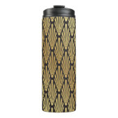 Bouteilles Isothermes Palmiers Art Déco : Or Noir. (Devant)