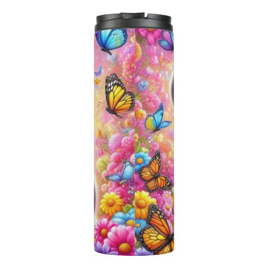 Bouteilles Isothermes Panda adorable avec une Fleur Lumineuse (Dos)