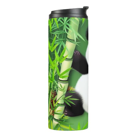 Bouteilles Isothermes Panda Cute Dans La Forêt De Bambou (Tourné sur la gauche)