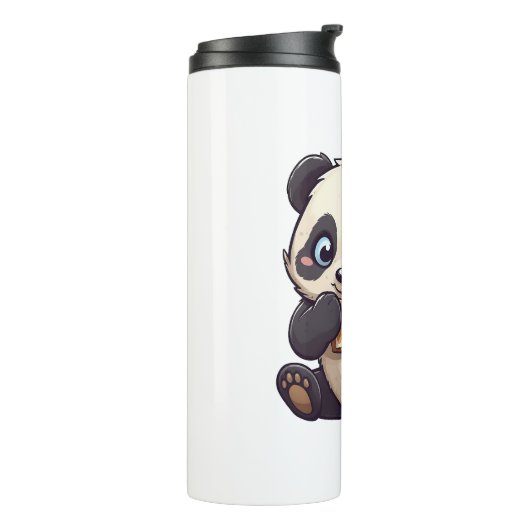 Bouteilles Isothermes Panda mange un biscuit (Tourné sur la gauche)