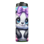 Bouteilles Isothermes Panda mignonne avec cou pourpre et papillons (Devant)