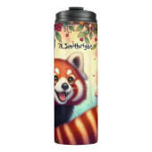Bouteilles Isothermes Panda rouge dans un cadre floral (Devant)