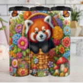 Bouteilles Isothermes Panda rouge joyeux en panier