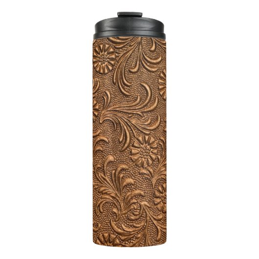 Bouteilles Isothermes panneau floral gaufré, cuivre (Devant)