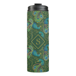 Bouteilles Isothermes Paon Paisley Royal Vert Monogramme