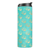 Bouteilles Isothermes Paon turquoise et or (Tourné sur la gauche)