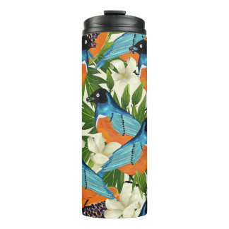 Bouteilles Isothermes papaye tropicale et motif d'oiseaux.