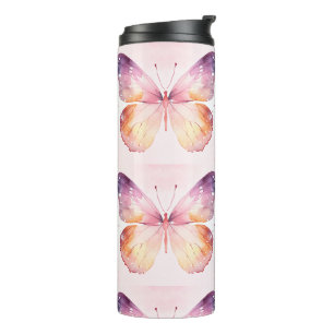 Bouteilles Isothermes Papier Aquarelle Papillon Art