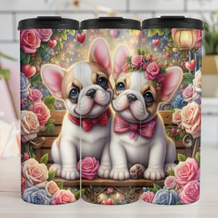 Bouteilles Isothermes Papier Peint Chiot Bouledogue Français Roseraie
