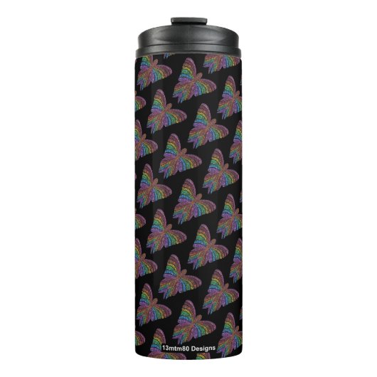 Bouteilles Isothermes Papillon arc-en-ciel (noir) - Paruline thermique (Devant)