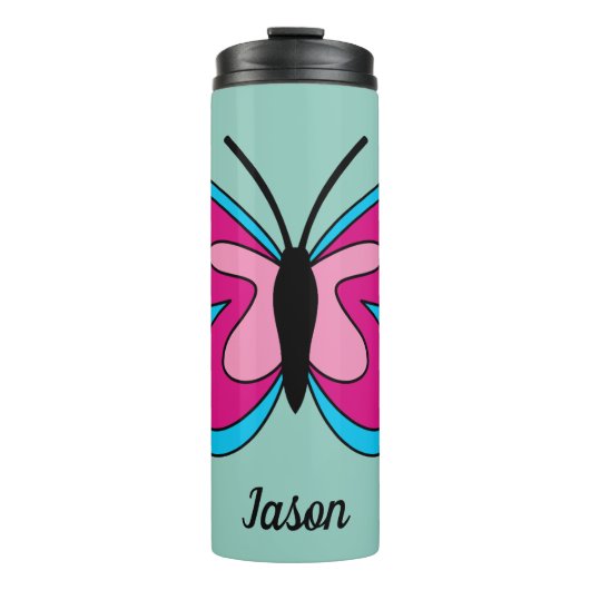 Bouteilles Isothermes Papillon bleu magenta rose | Ajouter du texte (Devant)