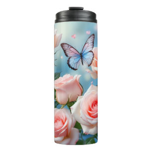Bouteilles Isothermes Papillon bleu rose doux