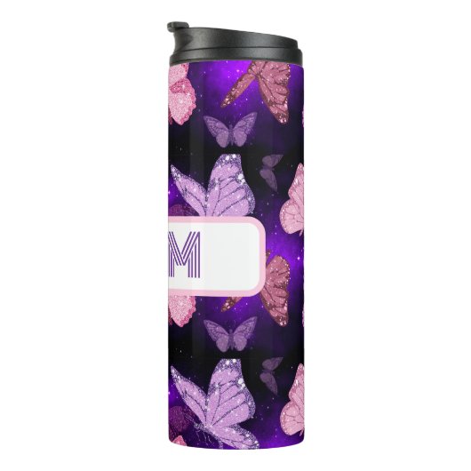 Bouteilles Isothermes Papillon cool Maman Noir Et Violet (Tourné sur la droite)