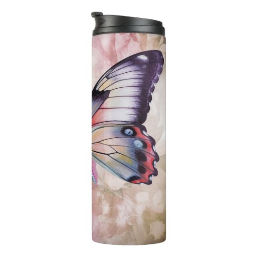 Bouteilles Isothermes Papillon Dreamy aux fleurs roses (Tourné sur la droite)