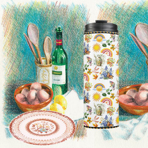 Bouteilles Isothermes Papillon du jardin de printemps Arc en ciel Vert s