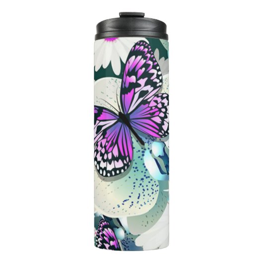 Bouteilles Isothermes Papillon et fleurs (Devant)