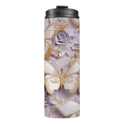 Bouteilles Isothermes Papillon Lilac, Gold et Pearl 3D (Devant)