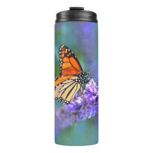 Bouteilles Isothermes Papillon Monarque sur Fleur violette lilas