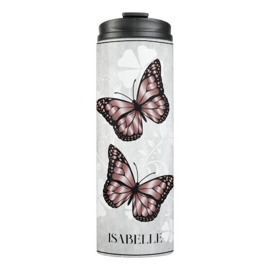 Bouteilles Isothermes Papillon rose Floral Personnalisé (Devant)