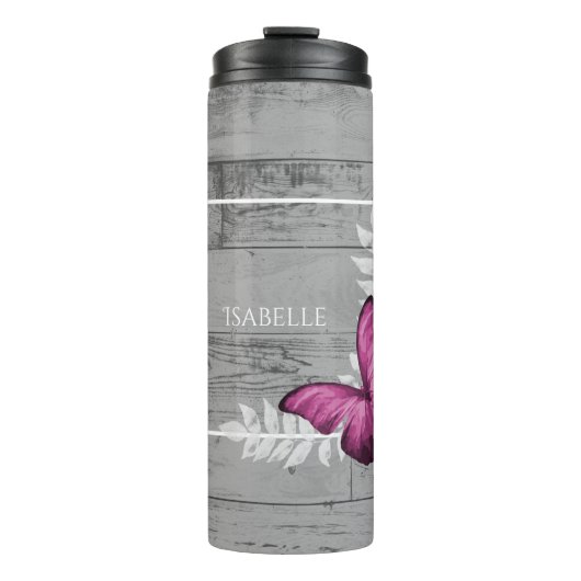 Bouteilles Isothermes Papillon rose Rustique Paruline thermique personna (Devant)