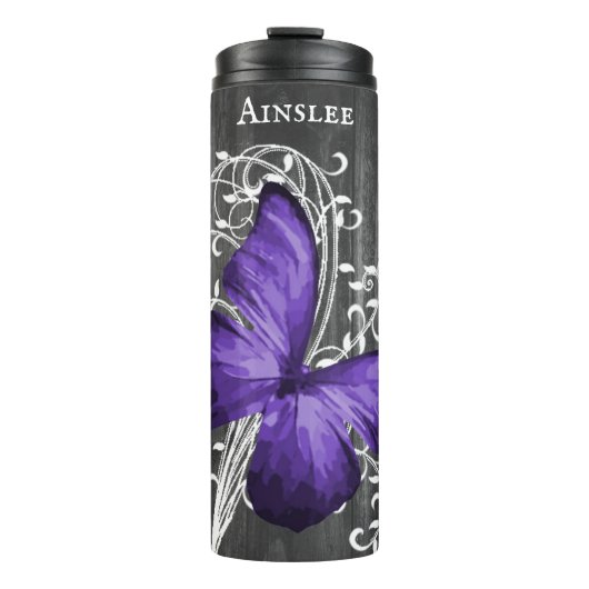 Bouteilles Isothermes Papillon rustique violet Personnalisé (Devant)