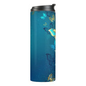 Bouteilles Isothermes Papillons d'or sur un Arrière - plan bleu (Tourné sur la gauche)