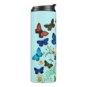 Bouteilles Isothermes Papillons et Fleur sauvage Botanique sur Sky Blue (Tourné sur la gauche)