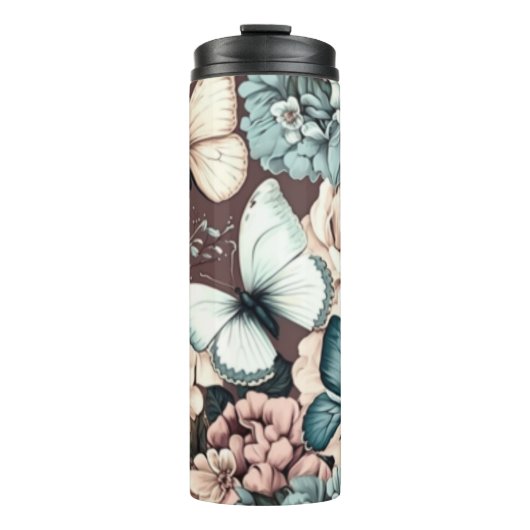 Bouteilles Isothermes Papillons et fleurs brunes (Devant)