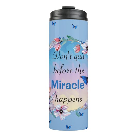 Bouteilles Isothermes Papillons et fleurs Citation de mentalité positive (Devant)