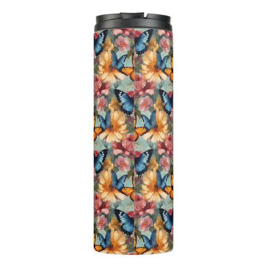 Bouteilles Isothermes Papillons et fleurs impressionnistes (Dos)