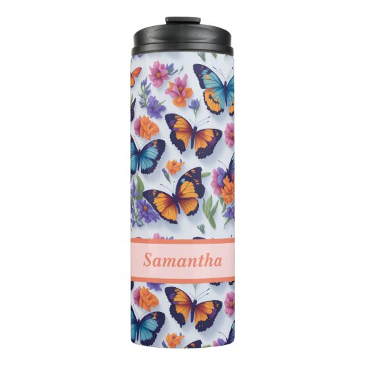 Bouteilles Isothermes Papillons et fleurs pour filles et femmes (Devant)