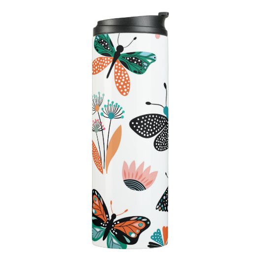 Bouteilles Isothermes Papillons Fleurs : Collection Dessinée à la main (Tourné sur la gauche)