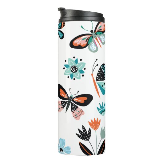 Bouteilles Isothermes Papillons Fleurs : Collection Dessinée à la main (Tourné sur la droite)