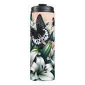 Bouteilles Isothermes Papillons noirs et blancs sur Lys blancs (Devant)