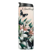 Bouteilles Isothermes Papillons noirs et blancs sur Lys blancs (Tourné sur la droite)