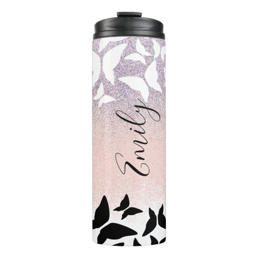 Bouteilles Isothermes Papillons Pink Sparkles Nom monogramme (Devant)