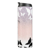 Bouteilles Isothermes Papillons Pink Sparkles Nom monogramme (Tourné sur la droite)