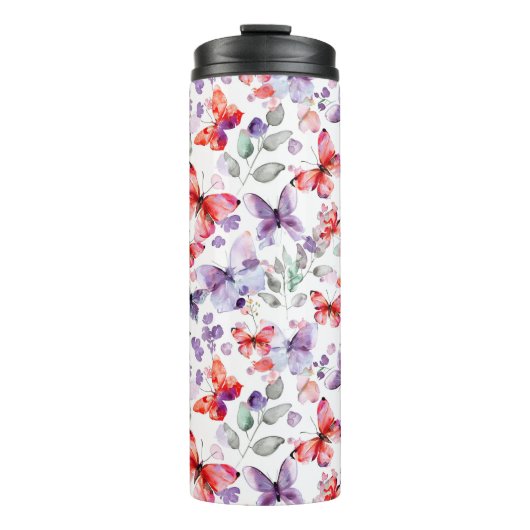 Bouteilles Isothermes Papillons rouges violets (Devant)