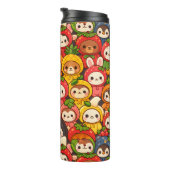 Bouteilles Isothermes Parade d'amis de fruits | Chibi d'animaux mignons (Tourné sur la droite)