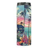 Bouteilles Isothermes Paradis rose et turquoise | Art de la plage (Dos)