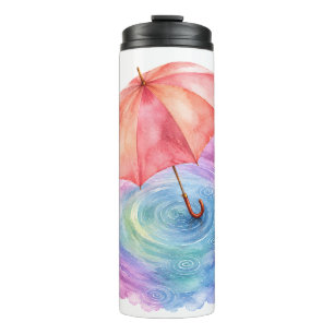Bouteilles Isothermes Parapluie Pastel Ondulations de Pluie Art Aquarell