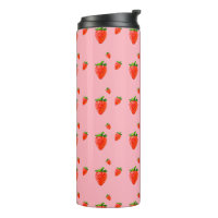Parti rose Motif aux fraises rouges