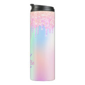 Bouteilles Isothermes Parties scintillant arc-en-ciel goutte rose hologr (Tourné sur la droite)