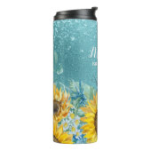 Bouteilles Isothermes Parties scintillant Bleue Aquarelle Tournesol Nom (Tourné sur la gauche)