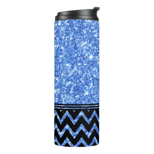 Bouteilles Isothermes Parties scintillant bleue Motif et Motif Chevron n (Tourné sur la gauche)